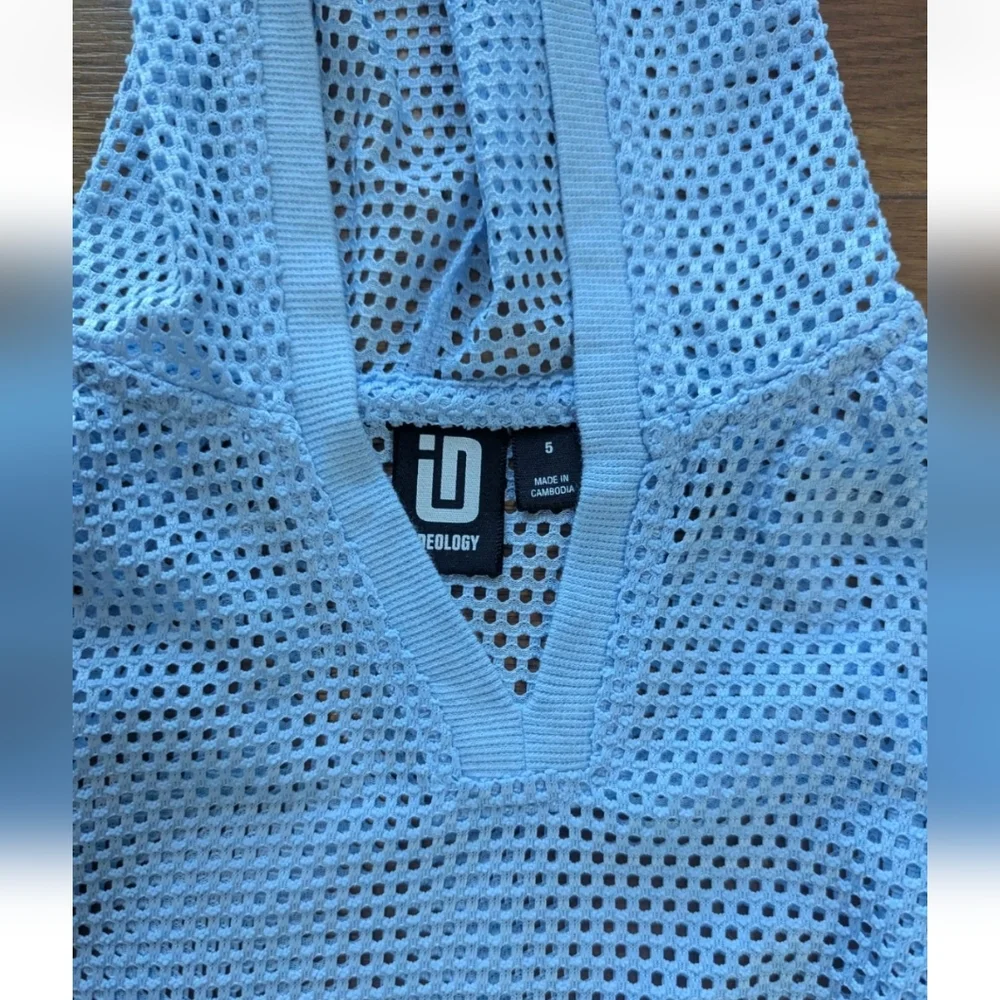 Ideology Hooded Mesh Long Sleeve Swim Cover Up Light Blue Girls 5 NWT